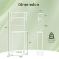 thumbnail image 3 of Costway 3-Tier Over the Toilet Storage Rack with Towel Holder Hooks & Adjustable Bottom Bar White, 3 of 10