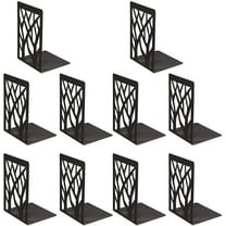 5 Pairs Book Ends Metal Bookends Bookend Supports Book Stoppers (Black)