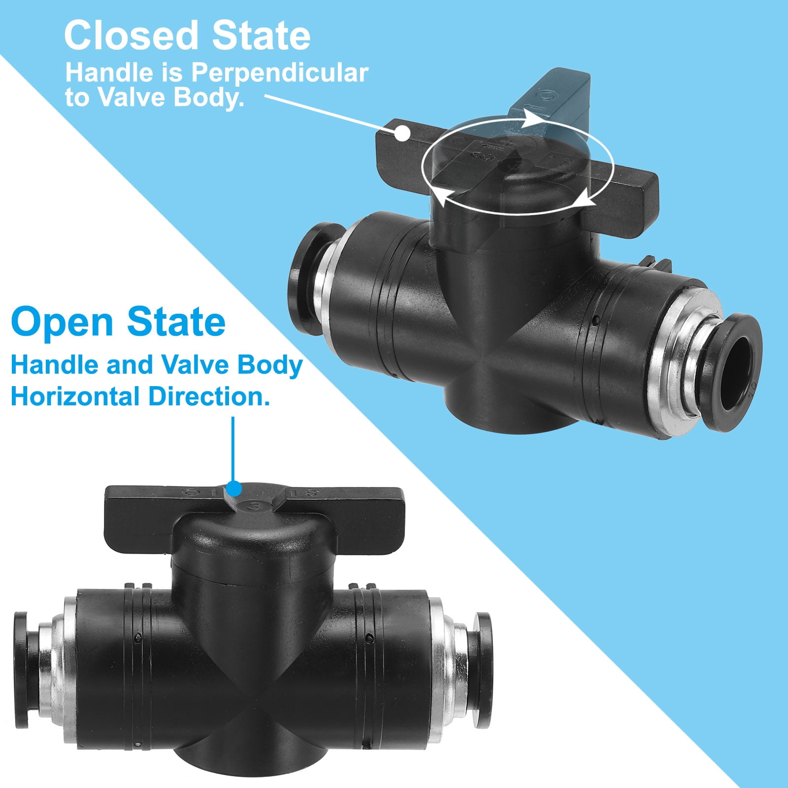 Pneumatic Ball Valve Air Flow Control Valve Push Connect Fitting 5/16...