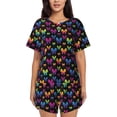 thumbnail image 1 of Fotbe Rainbow Butterfly Conjunto de Pijama Estampado para Mujer, 2 Piezas, Ropa de Dormir con Camiseta de Manga Corta y Shorts Suaves-4X-Large, 1 of 6