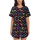 thumbnail image 1 of Fotbe Rainbow Butterfly Conjunto de Pijama Estampado para Mujer, 2 Piezas, Ropa de Dormir con Camiseta de Manga Corta y Shorts Suaves-Small, 1 of 6