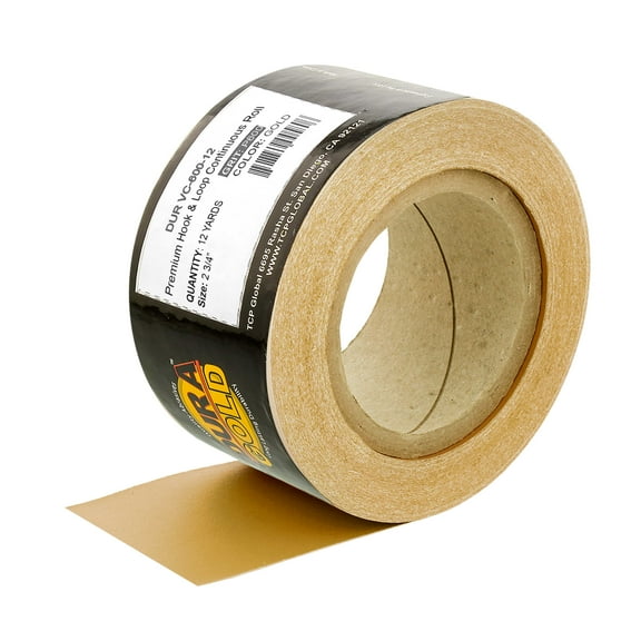 Dura-Gold Premium - 600 Grit Gold - Hook & Loop Backing Longboard Continuous Sandpaper Roll, 2-3/4" Wide, 12 Yards Long - For Auto & Woodworking Air File Long Board Sanders, Hand Sanding Blocks