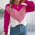 thumbnail image 5 of JYnXIANTI Women's Winter Sweater Casual Long Sleeve Crewneck Pullover Fashion Loose Textured Color Block Knit Tops, 5 of 7