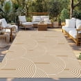 thumbnail image 2 of Khaki Boho Outdoor Rug for Patio/Deck/Porch, Non-Slip Large Area Rug 4 x 6 Ft, Middle Century Modern Abstract Art Indoor Outdoor Rugs Washable Area Rugs, Reversible Camping Rug Carpet Runner, 2 of 8