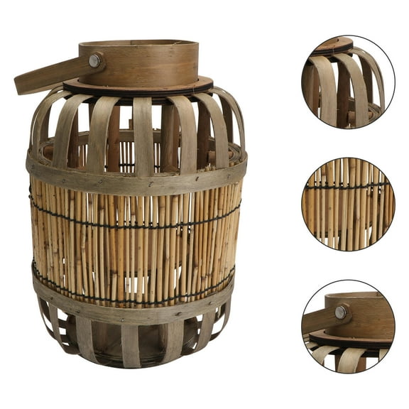 Woven Decorative Lantern with Coffee Color Plastic Material for Festive Home Decor 1Pc