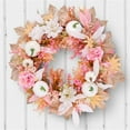 thumbnail image 4 of Miyuadkai Claerance! Artificial White Pumpkin Pink Wreath - 15.7-Inch Fall Front Door Decoration, Perfect for Outdoor, Porch, and Christmas Autumn Festival Decorations, 4 of 8