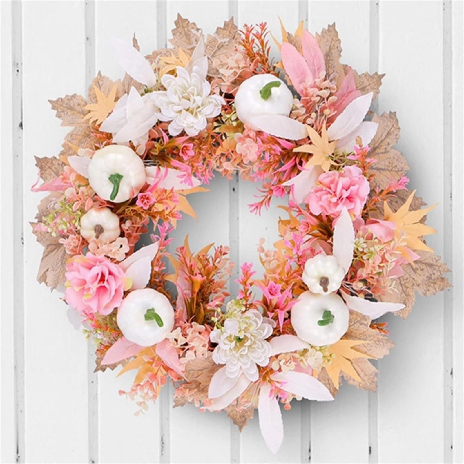 Couronne De Porte D'entrée De Couronne D'automne, Couronne De Thanksgiving De 45 Cm Avec Baies De Pomme De Pin De Citrouille Et Feuille D'érable, Couronne D'automne Artificielle En érable De Citrouill