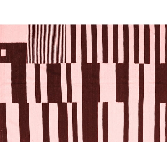 Ahgly Company Indoor Rectangle Abstract Red Contemporary Area Rugs, 8' x 10'