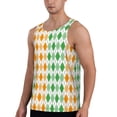 thumbnail image 2 of Lsque St. Patrick's day argyle Pattern Mens Tank Tops Muscle Athletic Quick Dry Sleeveless Workout Fitness T Shirts Beach Tank Top, Loose-fit Sleeveless Shirt for Men-3X-Large, 2 of 7