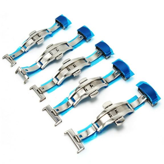 Joernso Watch Buckle 10mm/12mm/14mm Solid Metal Double Push Button Butterfly Watch Strap Folding Clasp for Watchmaker