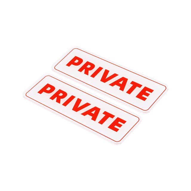 Unique Bargains 6'x2' Private Sign Acrylic Adhesive Door Sticker Wall Mounting Sign White 2 Pack