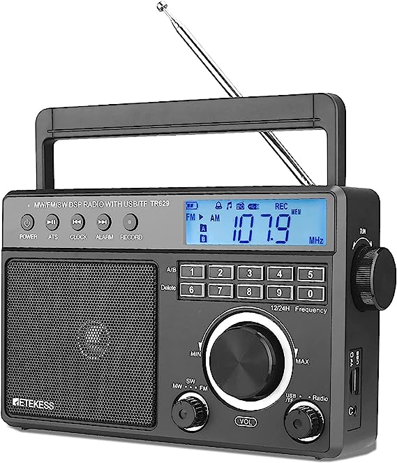 Retekess TR629 Portable Shortwave Radios, Digital Radio AM FM Plug in