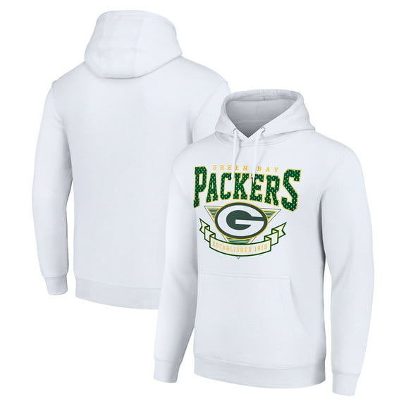 Men's Starter White Green Bay Packers -80s Inspired Pullover Hoodie