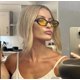thumbnail image 2 of Gafas de Sol Laurinny Ovaladas Estilo Retro de los 90 con Montura Negra y Lentes Amarillos, 2 of 8