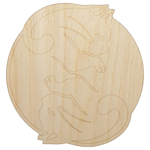 Yin and Yang Cats Curled Up Together Wood Shape Unfinished Piece Cutout Craft DIY Projects - 4.70 Inch Size - 1/8 Inch Thick