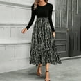 thumbnail image 3 of Gfyviroh Long Sleeve Dresses for Women Flowy Crew Neck Midi Dresses Printing Trendy Comfortable Belted Long Dresses, 3 of 6