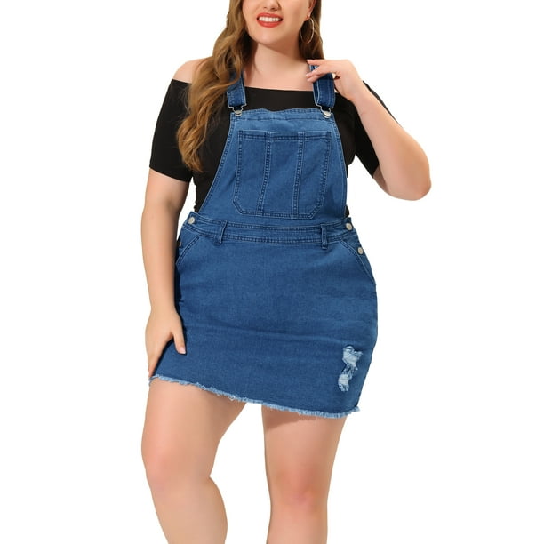 Vestido en general de talgrande pamujer Falcon tirantes rasgados Bolsillos Vestidos en general Azul vaquero 5X