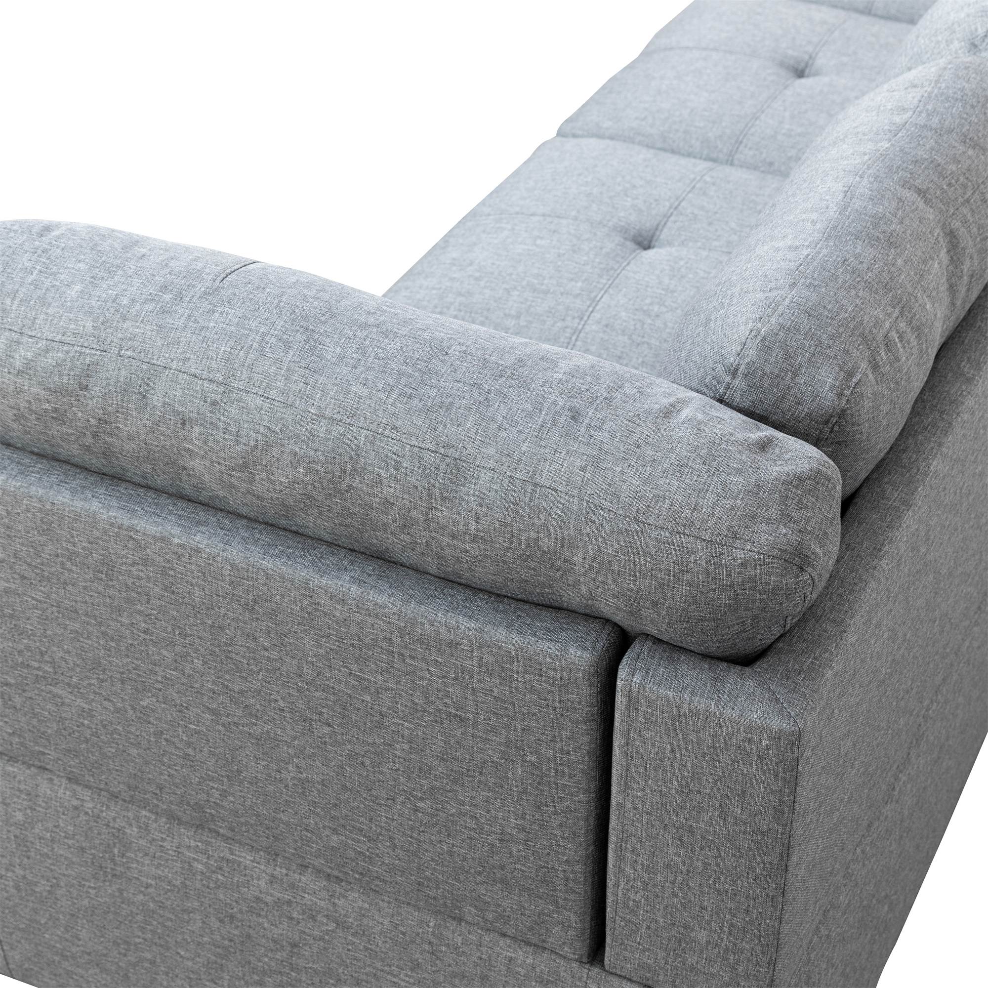 Aukfa 103" Sectional Sofa with Storage Ottoman, L Shape Couch for Living Room, Left Facing Chaise, Linen, Gray