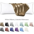 thumbnail image 3 of Body Pillow with Satin Pillowcase, Cooling Body Pillow for Adults, Removable Cover, Brown(20"x54", 3 of 9