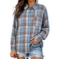 thumbnail image 2 of ClodeEU Women's Collared Button Down Long Sleeve Plaid Shirt,Casual Shacket with Chest Pocket ,Women's Plus L, 2 of 5