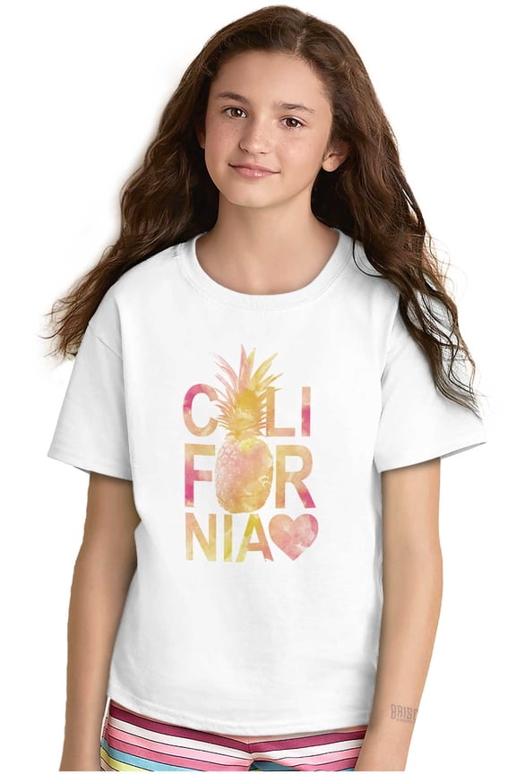 California Love Cute Pineapple Heart Girls Kids T Shirt Tees Teen Brisco Brands X