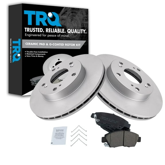 TRQ Front Brake Pad & Rotor Kit Brake Pads Brake Rotor Ceramic Premium G-Coated Fits Select 2002-2006 Acura RSX 2006-2011 Honda Civic 2011-2015 CR-Z