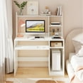 thumbnail image 4 of Topbuy Computer Desk with Storage Shelf Wooden Writing Desk w/ Hutch Office Desk with CPU Stand & Keyboard Tray, 4 of 10