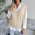 thumbnail image 4 of Fesfesfes Women Sweater V-neck Solid Knitted Sweater Casual Sleeveless Vest Jacket Coat Tops, 4 of 6