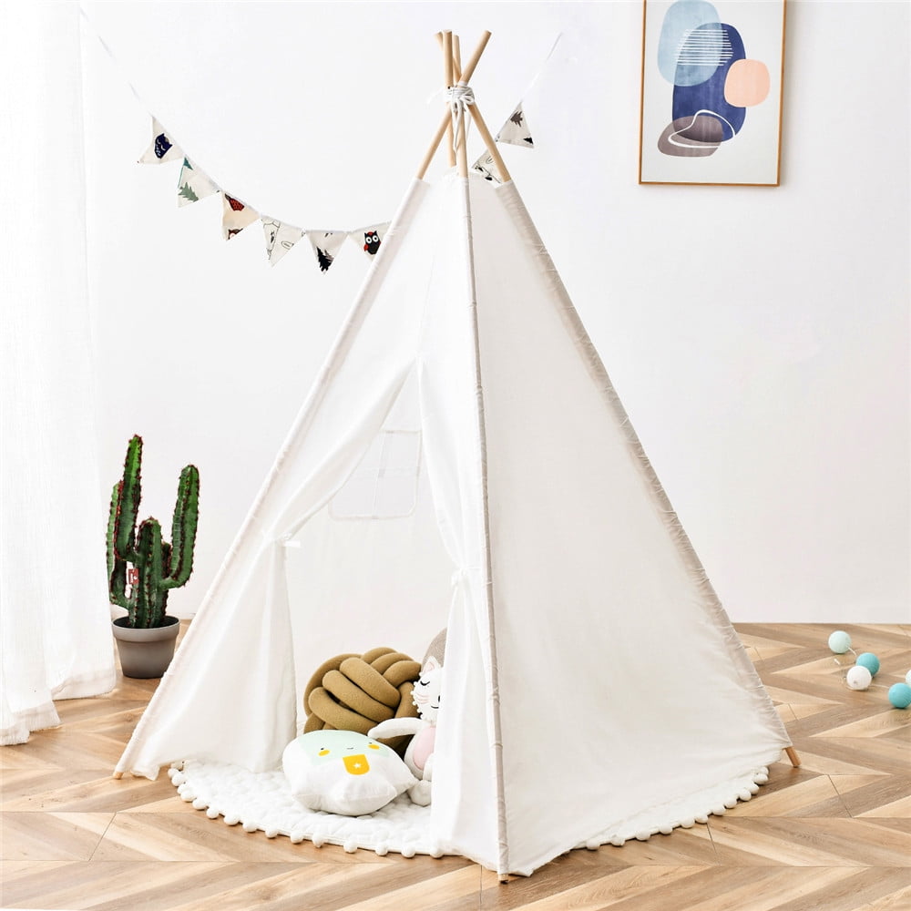 Portable Playhouse Sleeping Dome Indian Teepee Children Kids Tent White US 