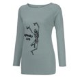 thumbnail image 3 of Mode Femme Décontractée Imprimé Col Rond T-shirt Manches Longues Ample Blouse Pull, 3 of 6