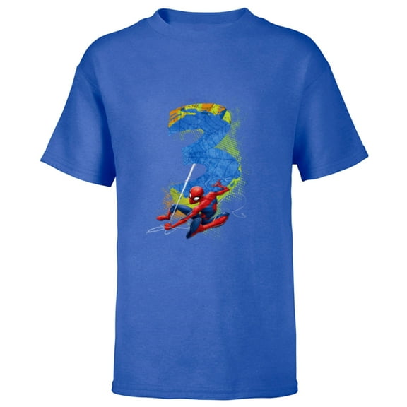 Marvel Super Heroes Spider-Man 3 Year Old Third Birthday - Short Sleeve T-Shirt for Kids - Customized-Royal