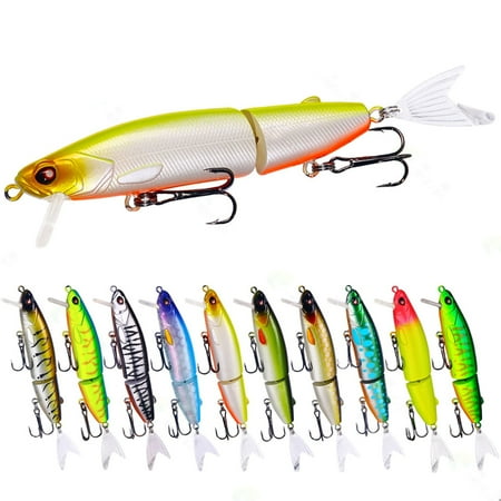 NIBOLOG Bionic Hard Bait with Double Hooks 3D Fisheye Simulation Bass Fishing Lures 2-Jointed Swimbait Slow Sinking Lure Bait for Freshwater Saltwater Fishing Tackle