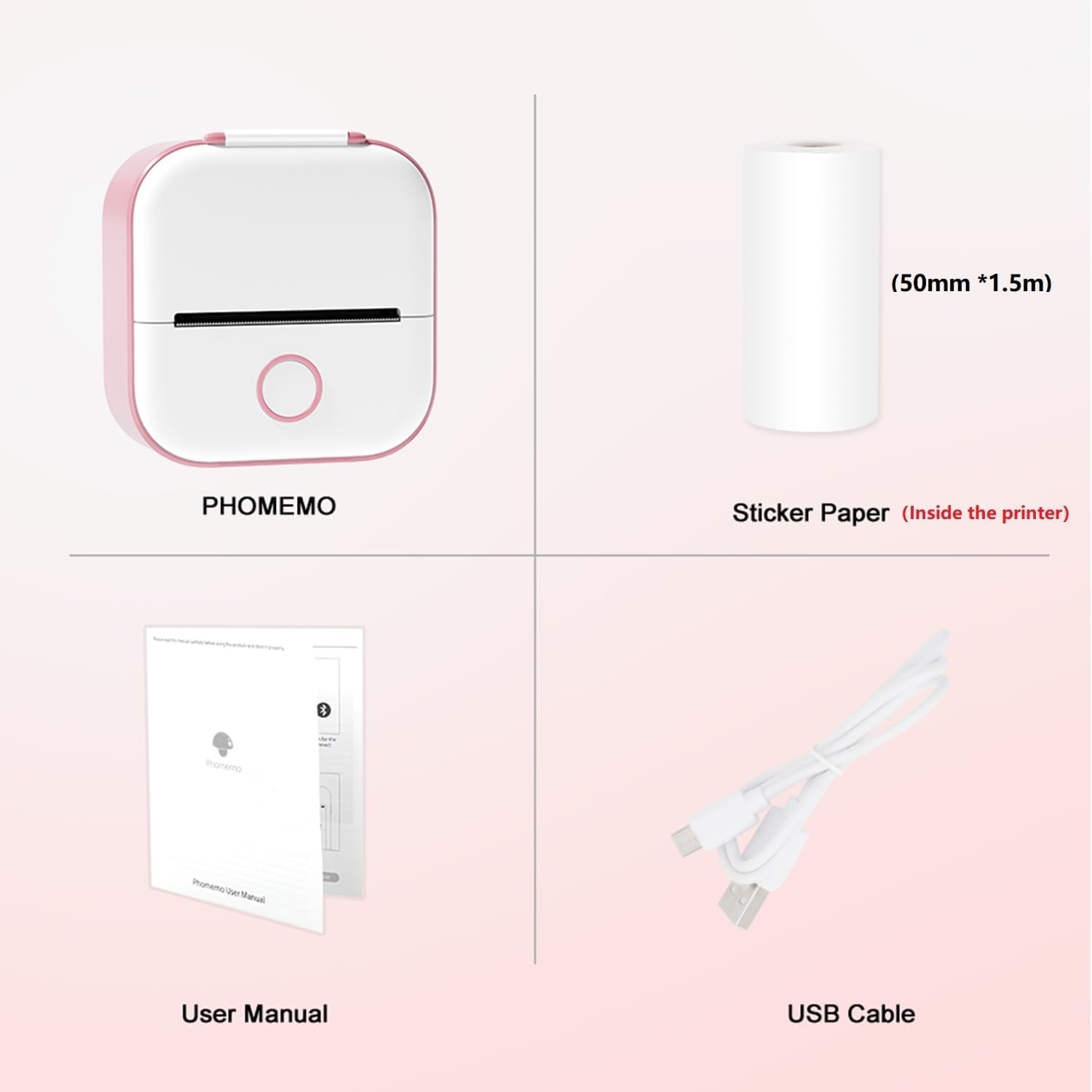 Phomemo ACPO02PK Pink Mini Sticker Thermal Printer