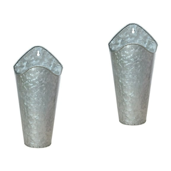 HOOWIFFY Galvanized Iron Planter Gray Wall Mounted 2Set 3.54X11.79in