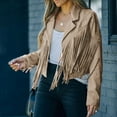 thumbnail image 4 of Baqcunre Women's Fashion Solid Color Fringe Suede Leather Jacket Motorcycle Short Jacket Women Clothing Leather Jacket Crop Tops for Women,Womens Winter Coats Brown Xl, 4 of 5
