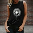 thumbnail image 2 of SMihono Deals Fashion Ladies Blouse Shirts Dandelion Print Loose Fit Casual Summer Trendy Girls Tunic Tank Tops for Women Sleeveless Comfy Crew Neck Female Leisure Black L, 2 of 4