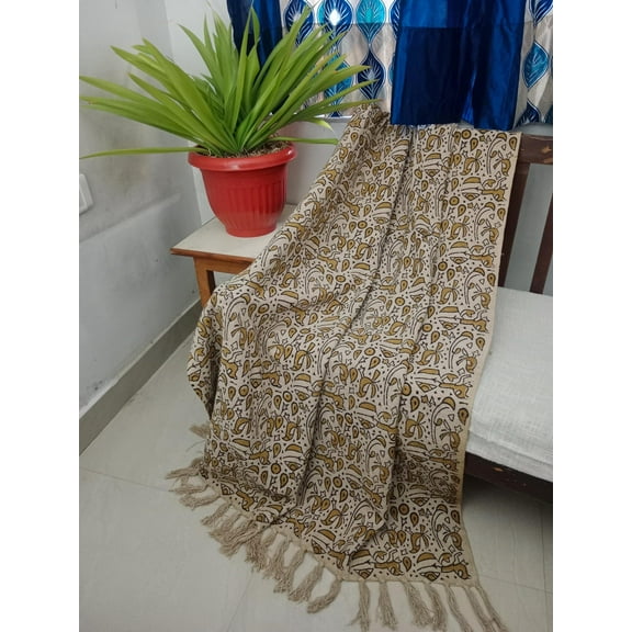 Handmade Cotton blanket and throws for bedroom, Hand block printed throw blanket
