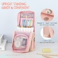 thumbnail image 3 of Standing Pencil Case Large Capacity Pen Bag, Multi-Layer Pen Pouch Pencil Holder Stationery Organizer, Polyester Pencil Bag Storage Box Desk Organizer, Pink, 3 of 8