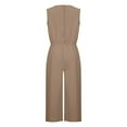 thumbnail image 6 of Atogsazn Jumpsuits for Women Loose Sleeveless Round Neck Overalls Casual Solid Color Cotton Linen Romper A-Coffee L, 6 of 6