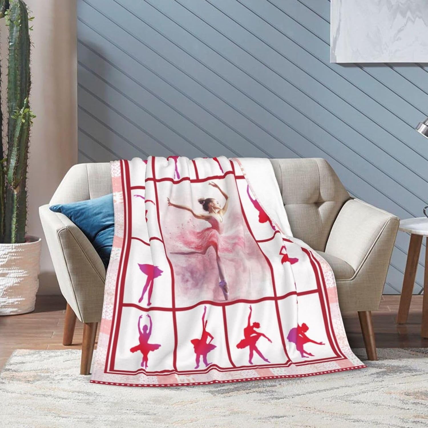 Dance Blanket Soft Warm Ballet Throw Blanket Dancer Gifts for Girls Women Cozy Plush Dance Team Stuff Lightweight Fleece Flannel Gifts Blankets for Kids Adults 60"X50"