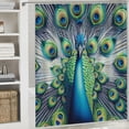 thumbnail image 6 of Awypu Vintage Blue Elegant Colorful Peacock Waterproof Shower Curtain Set White, 6 of 7