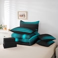 thumbnail image 6 of jejeloiu Vintage Striped Print 7-Piece Twin Bedding Sets,Abstract Geometric Pattern Bedding Comforter Set,Cyan Black Sheet Sets For Adult,Breathable Home Decor Reversible, 6 of 8