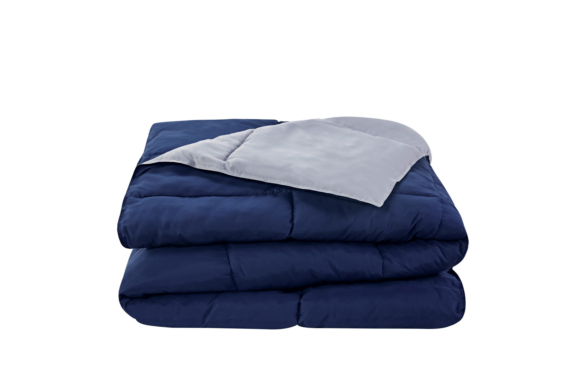 VCNY Home Lincoln 7-Piece Navy/Grey Solid Color Reversible Bed in a Bag, King, Adult, Unisex