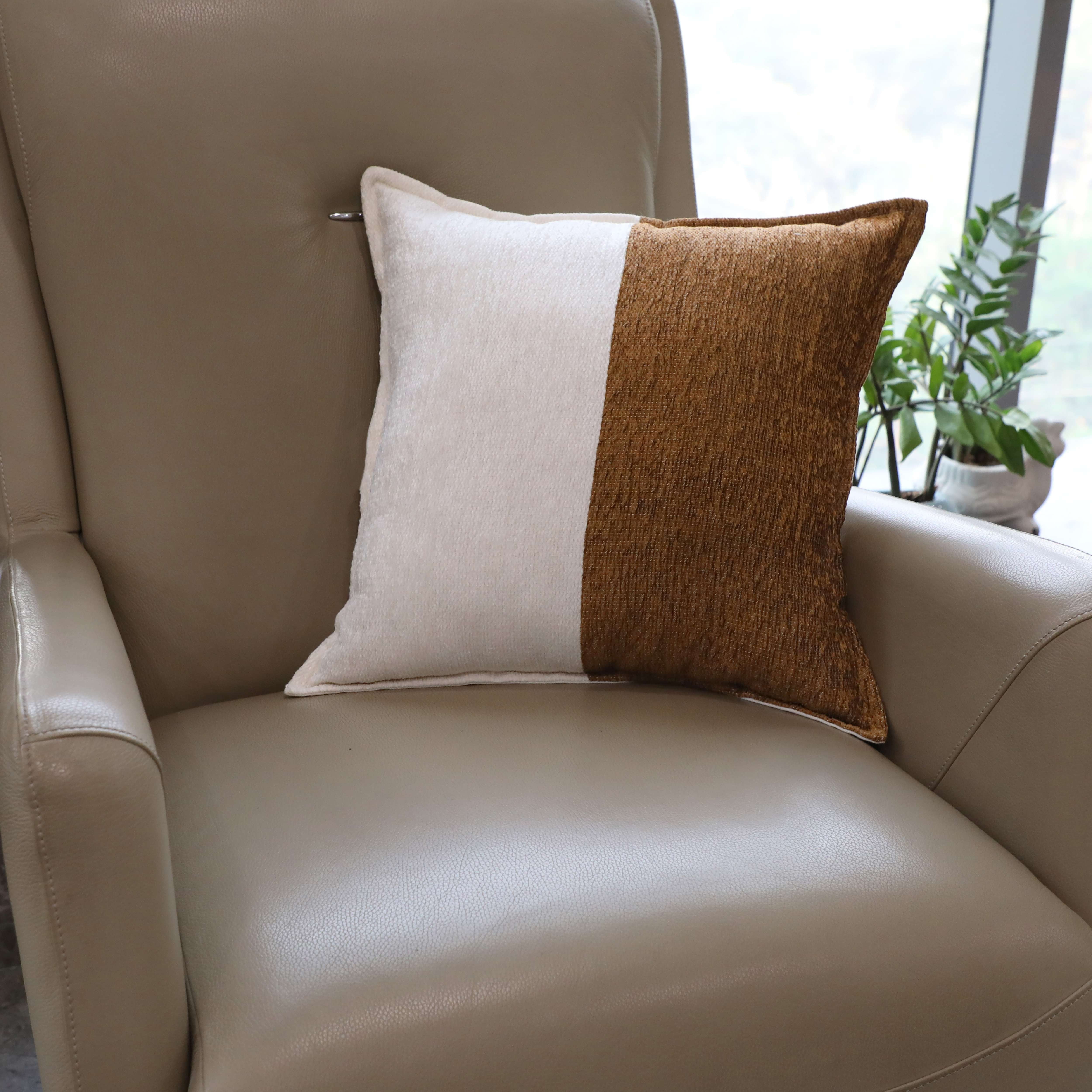 Mainstays Two-Toned Trailblazer Brown Polyester Cotton 18" x 18" Square Decorative Throw Pillow