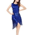 thumbnail image 4 of Whitewed Classy Fringe Women's Dance Recital Halloween Latin 20S Flapper Dresses Blue, 4 of 5