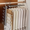 thumbnail image 4 of Seasonal Savings,Multi-Functional Stainless Steel Folding Trouser Rack, Multi-Layer Storage, Telescopic Folding Hanger, Horizontal and Vertical Hanging Options, | Aluminum Alloy, Gray-181 $BS$3, 4 of 8