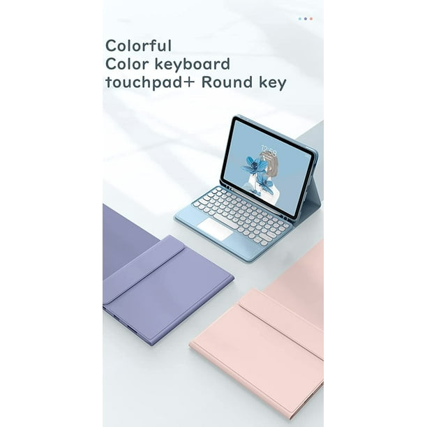 Ipad 9 2021 10.2 Inch Ipad 8 Ipad 7 Air 3 Pro 10.5 Keyboard Case With Mouse  Color Keyboard Retro Round Key Caps Cute Candy Colors Detachable Keyboard