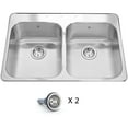 thumbnail image 2 of 31.25" x 20.5"  x 8" Double Bowl Drop-In Kitchen Sink - Stainless Steel, 2 of 2
