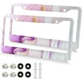 thumbnail image 2 of Coolnut Purple Marble License Plate Frames 2pcs, Aluminum Universal Car License Plate Holder with Round Hole for US Vehicles, 12"x 6", 2 of 7