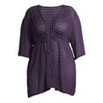 thumbnail image 6 of Time and Tru Women's Plus Size Solid Crochet Swimsuit Coverup, 6 of 6